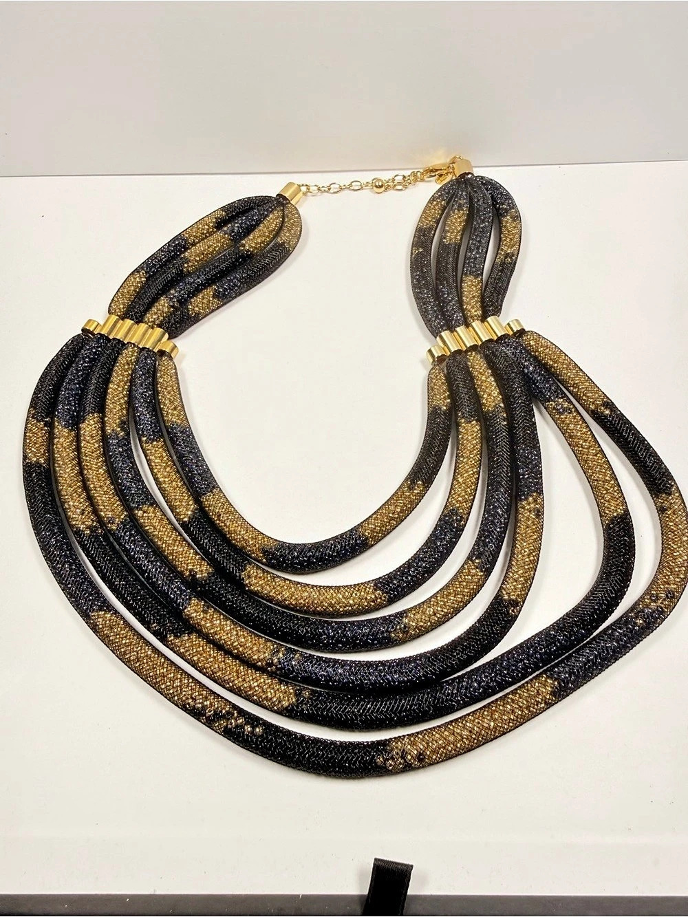 Joan Rivers Classics Collection Multi-Strand Necklace in Black & Gold Like New